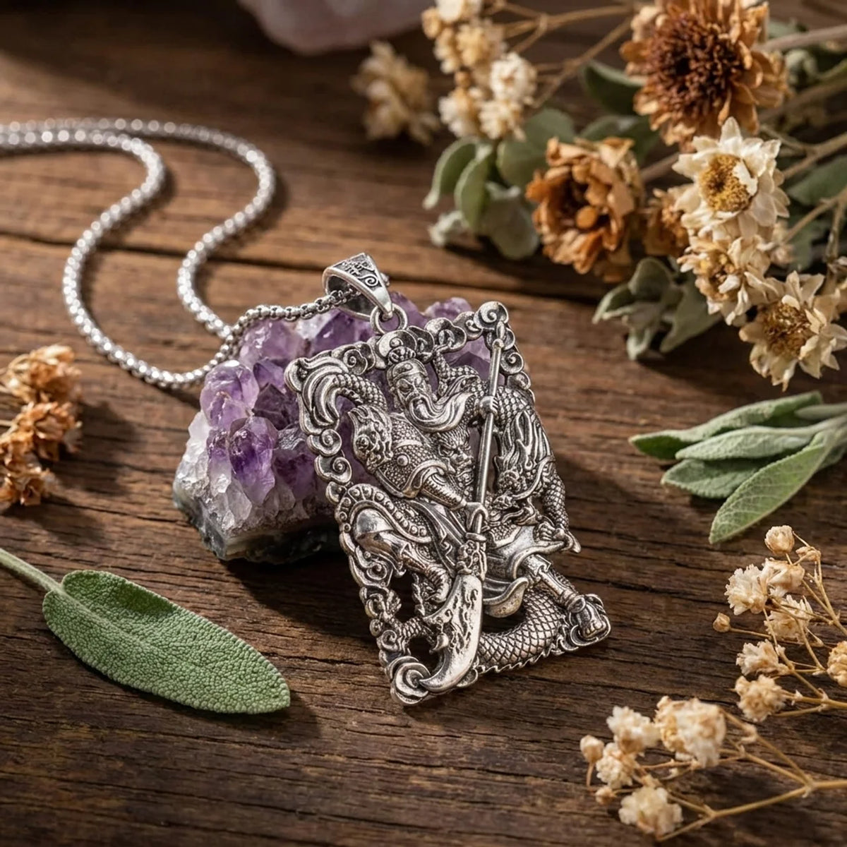 Guan Gong Dragon Protection Pendant Necklace
