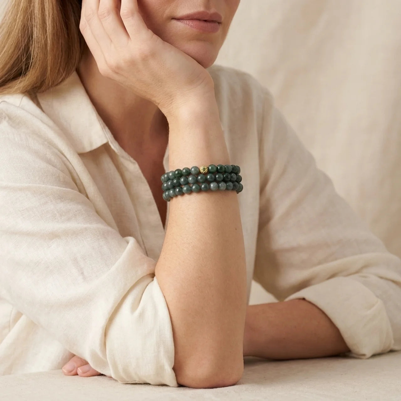 Guatemalan Green Jade Beaded Necklace Bracelet