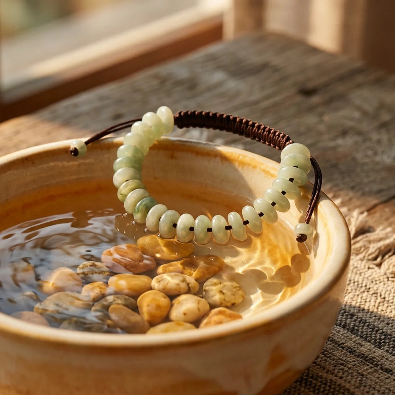 Guatemalan Jade Woven Disc Bracelet