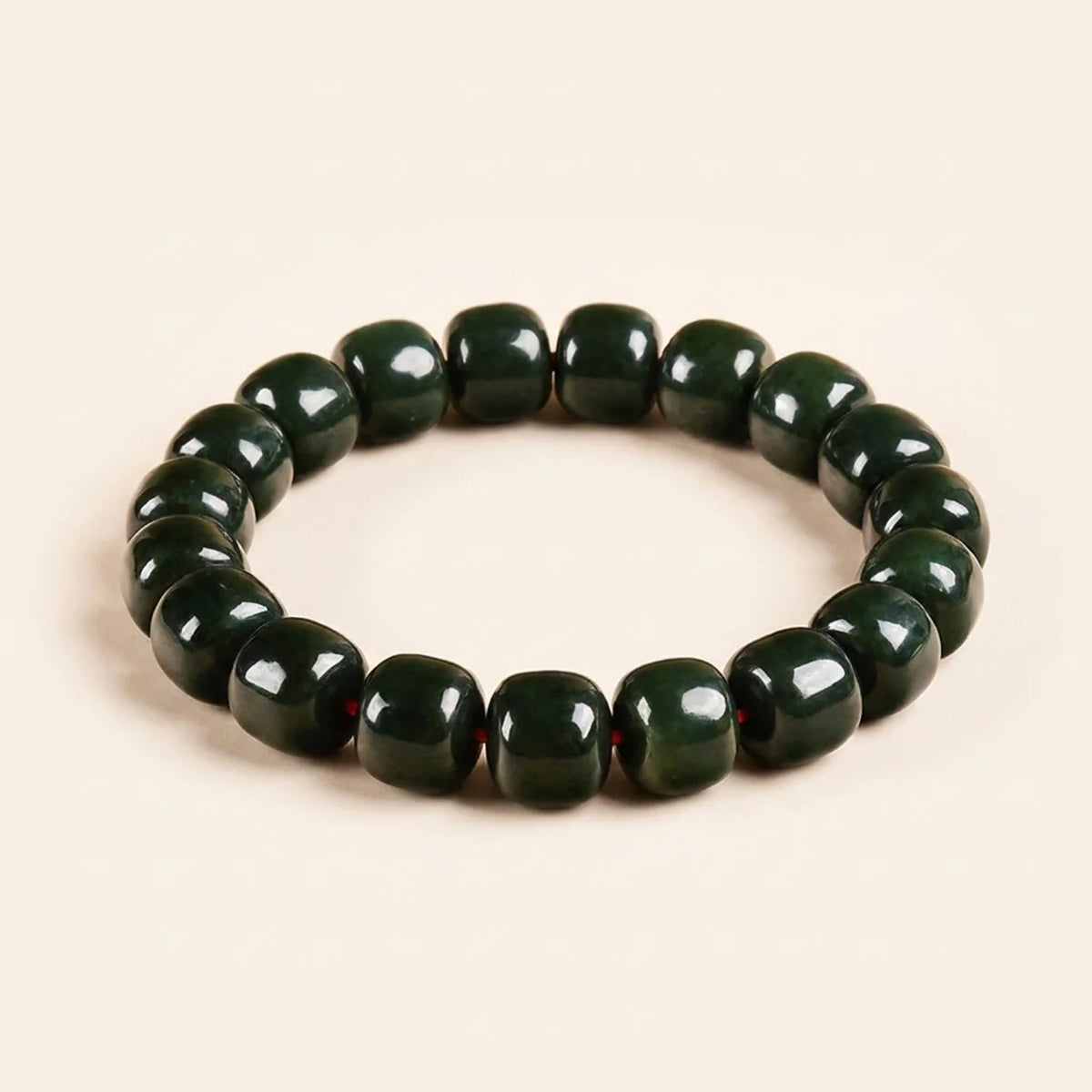 Hetian Black Jade Barrel Bead Bracelet