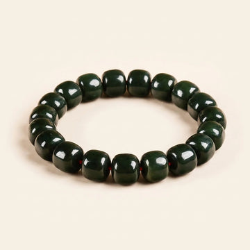 Hetian Black Jade Barrel Bead Bracelet