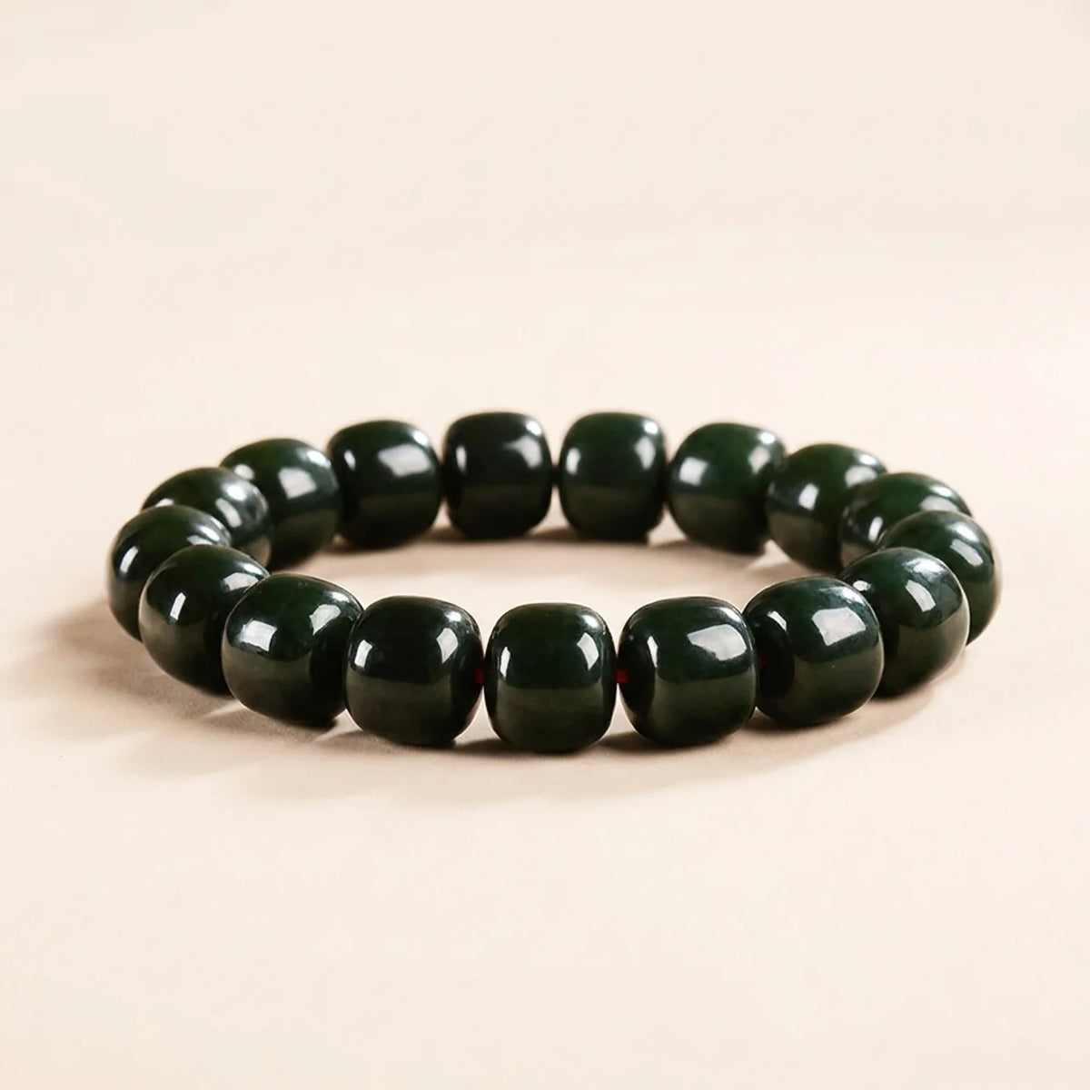 Hetian Black Jade Barrel Bead Bracelet