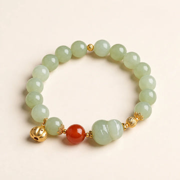 Hetian Jade Crawling Cat Beaded Bracelet