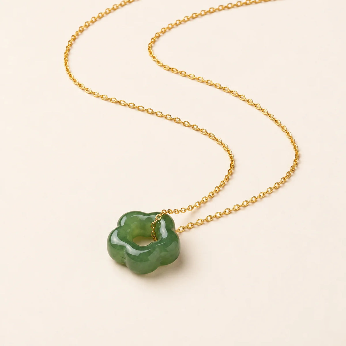 Hetian Jade Floral Charm Pendant Necklace