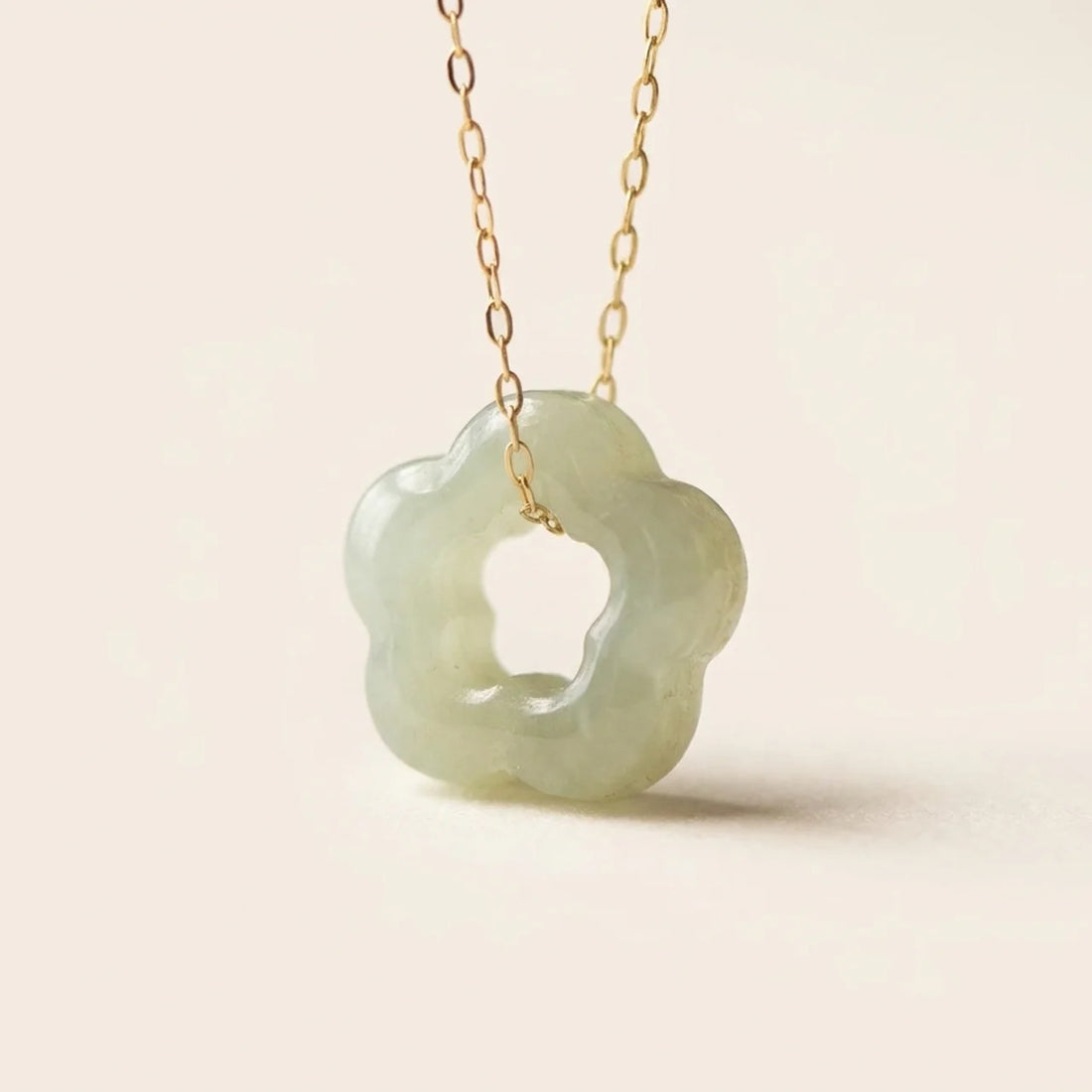 Hetian Jade Floral Charm Pendant Necklace