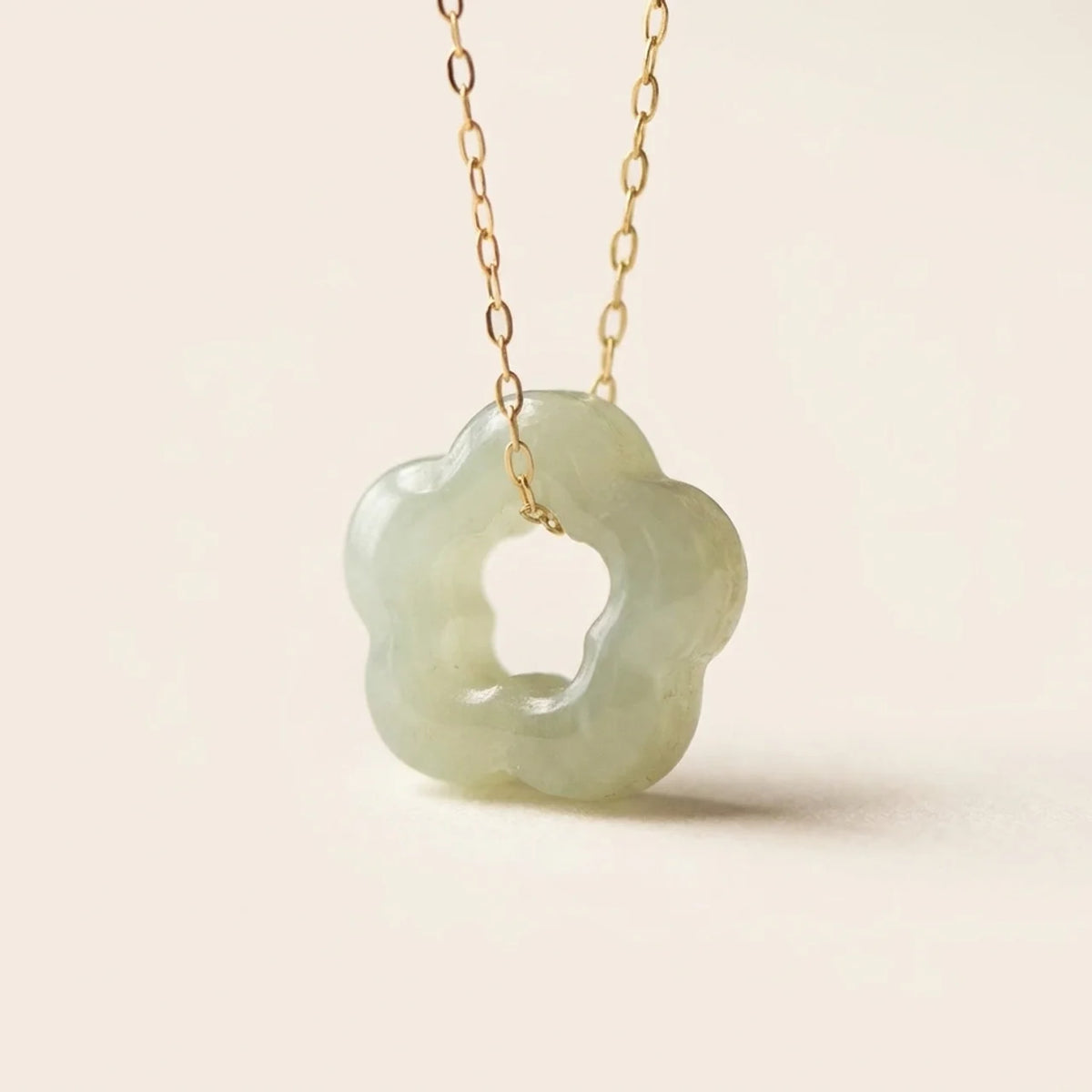 Hetian Jade Floral Charm Pendant Necklace