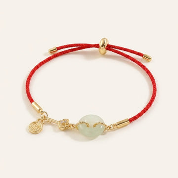 Hetian Jade Peace Buckle Red String Bracelet