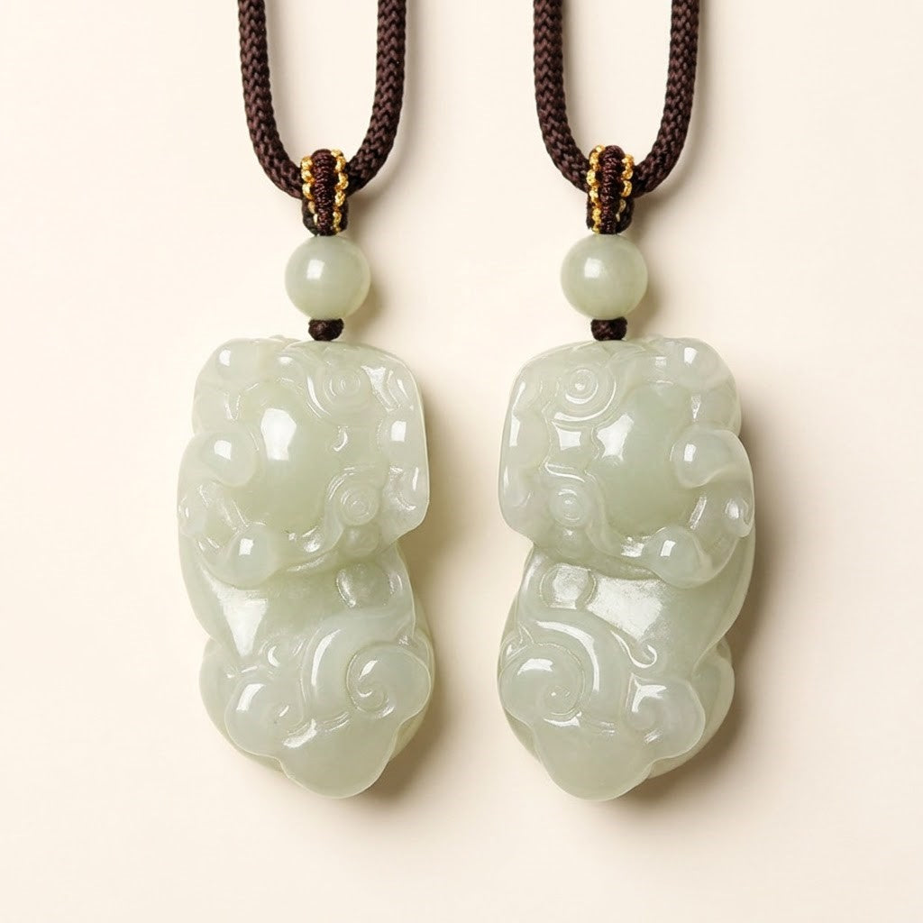 Halsband med Pixiu av Hetian-jade