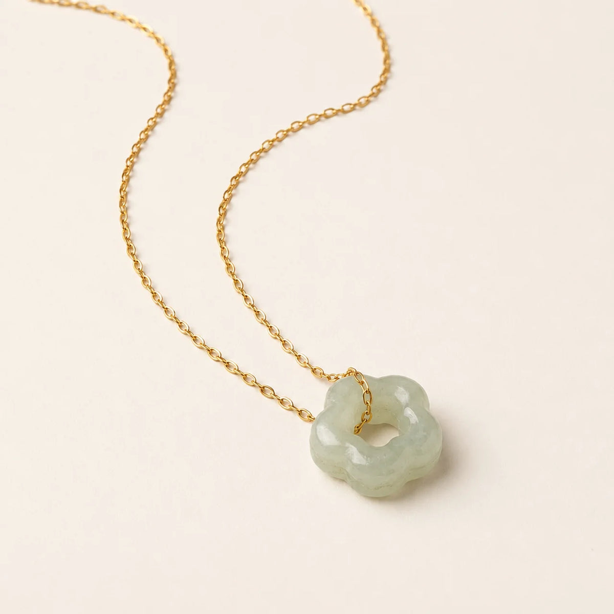 Hetian Jade Floral Charm Pendant Necklace
