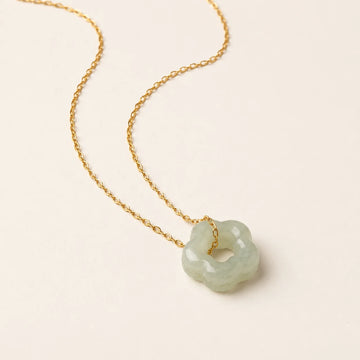 Hetian Jade Floral Charm Pendant Necklace