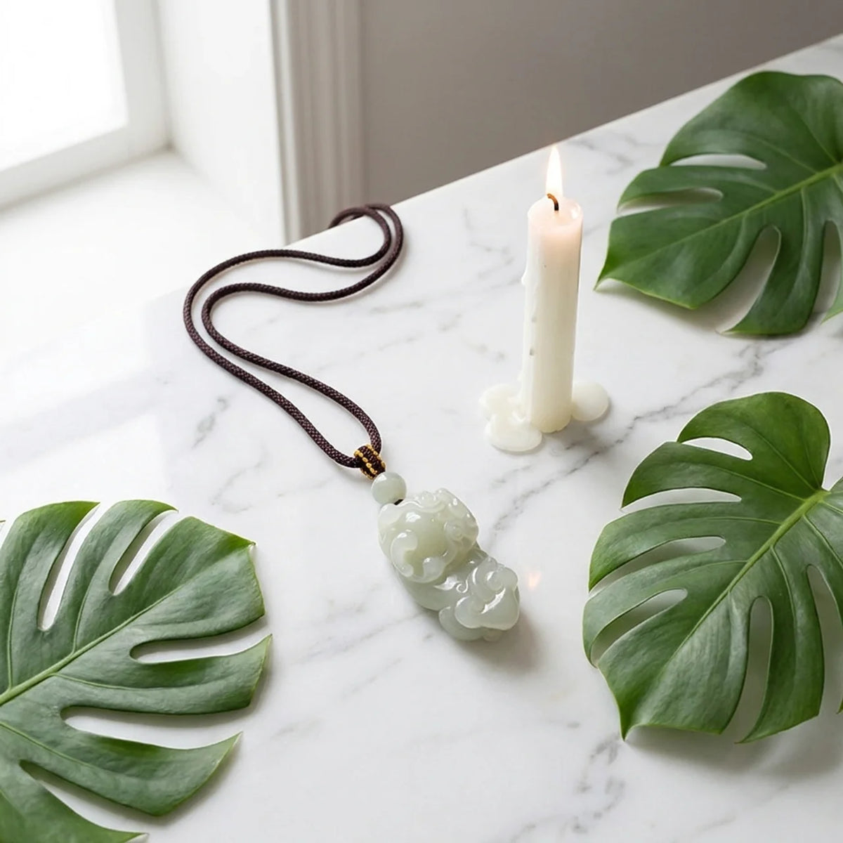 Hetian Jade Pixiu Wealth Pendant Necklace