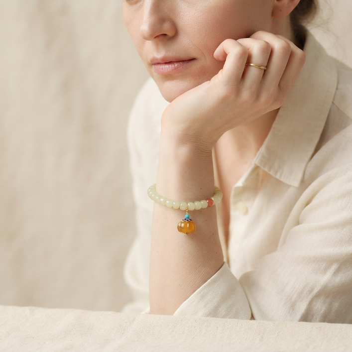 Hetian Jade Pumpkin Agate Bracelet