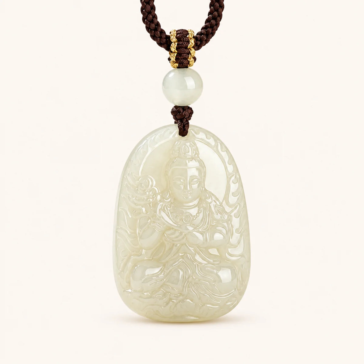 Natural Jade Guardian Buddha Pendant Necklace