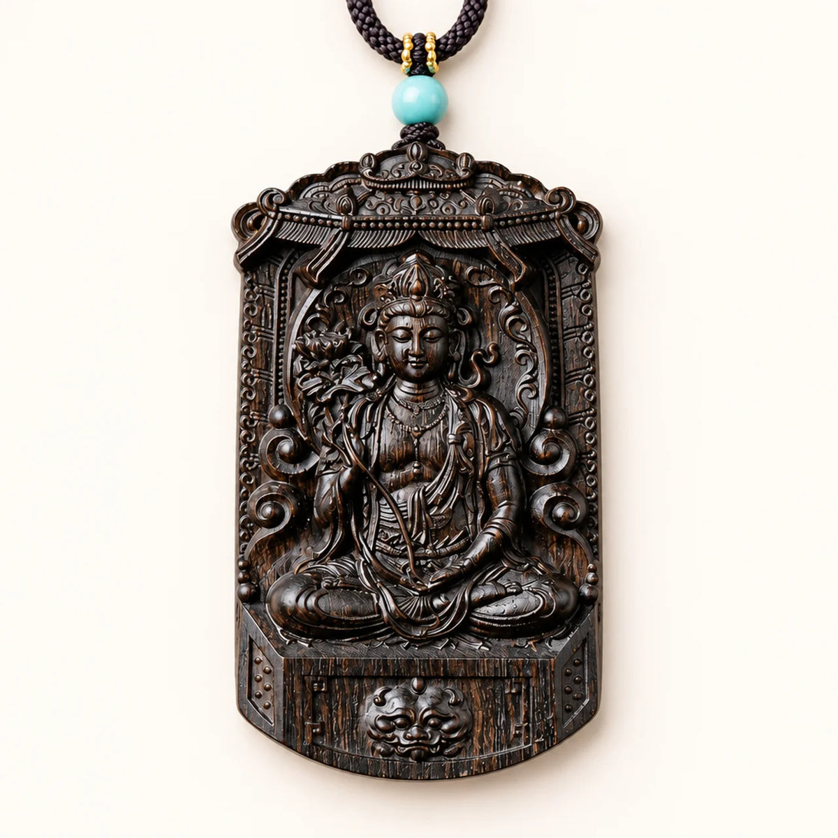 Natural Agarwood Guardian Buddha Pendant Necklace