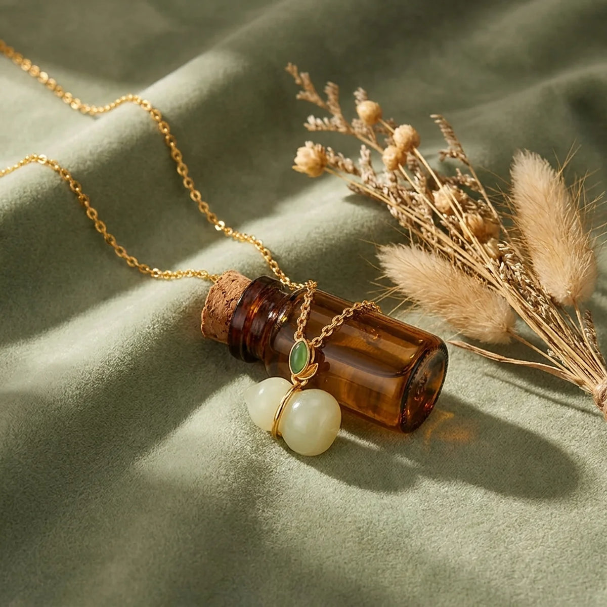 Hotan Jade Gourd Pendant Necklace