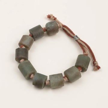 Hotan Nephrite Cylinder Bead Macrame Bracelet