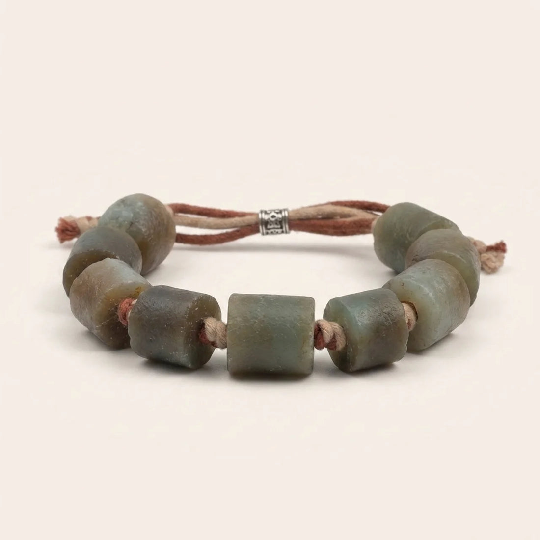 Hotan Nephrite Cylinder Bead Macrame Bracelet