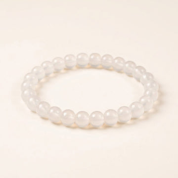 Icy White Agate Beaded Bracelet