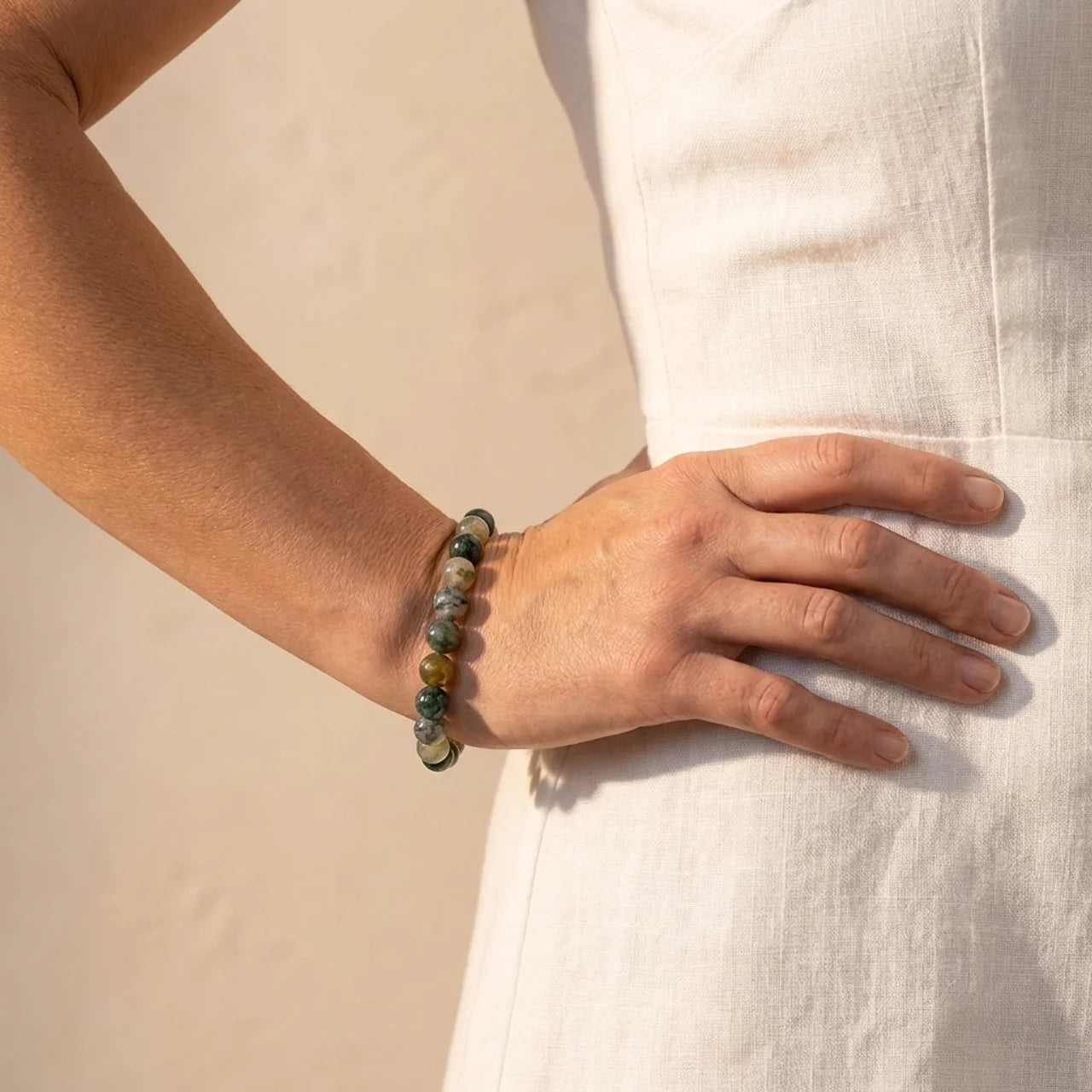 Indian Agate Beaded Bracelet