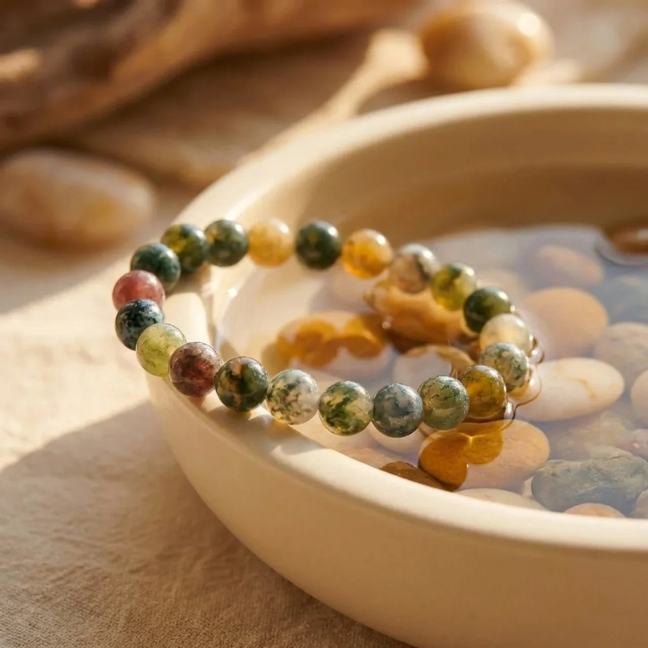Indian Agate Beaded Bracelet