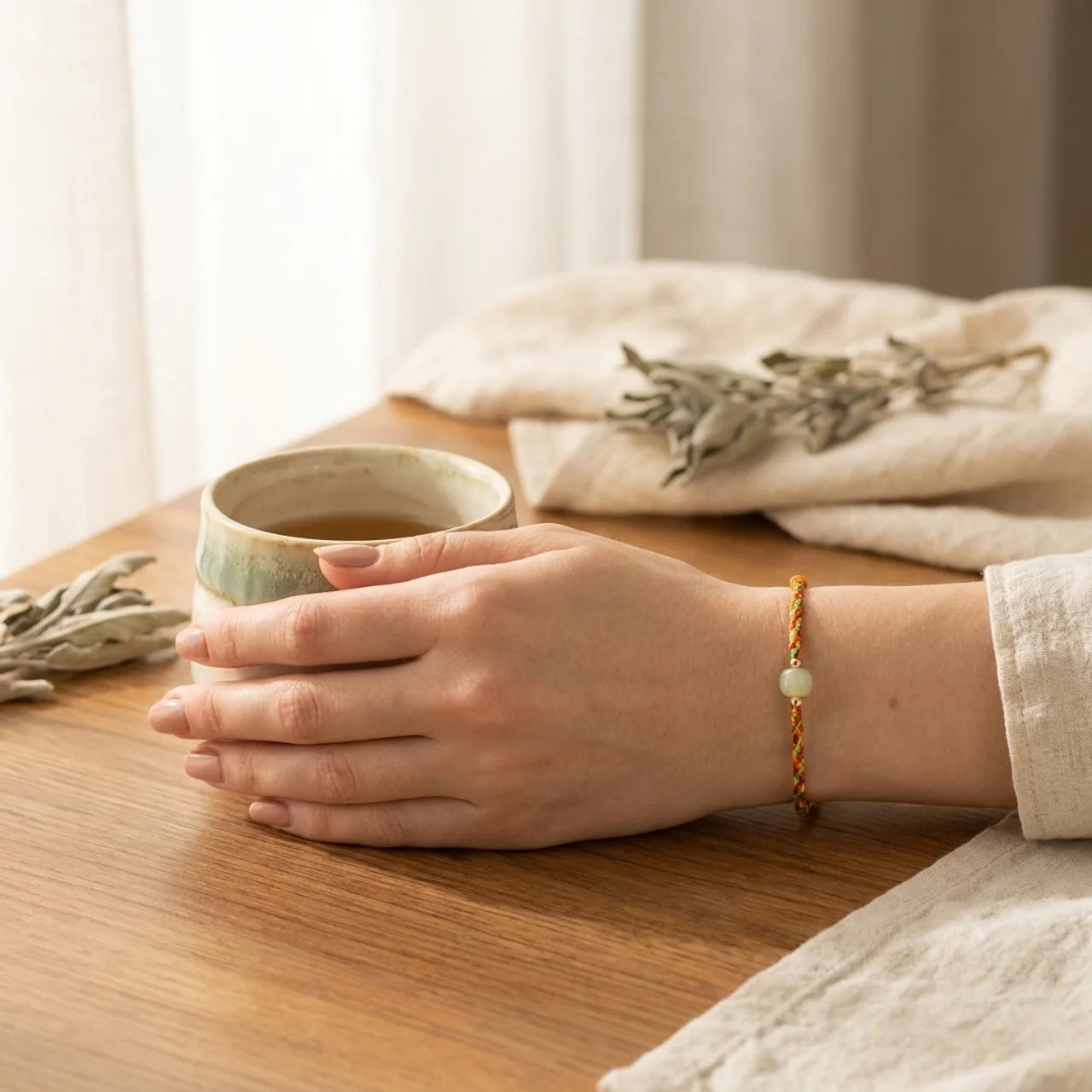 Jade Bead Rope Luck Bracelet