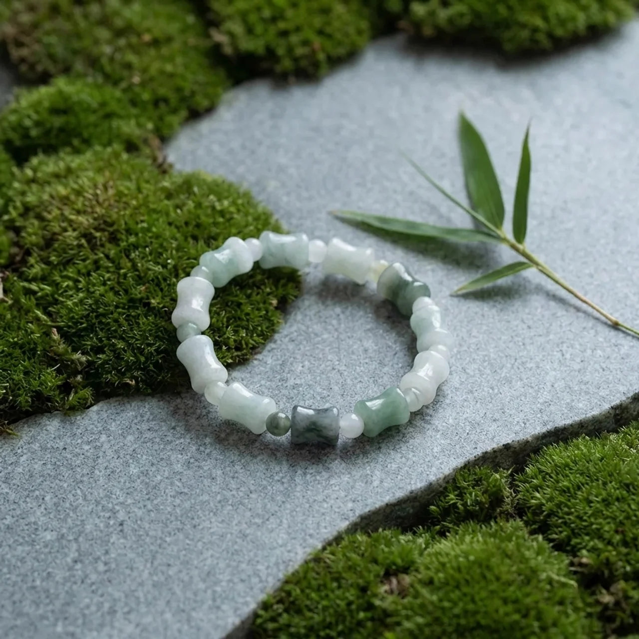 Jade Coconut Shell Bamboo Pattern Bracelet