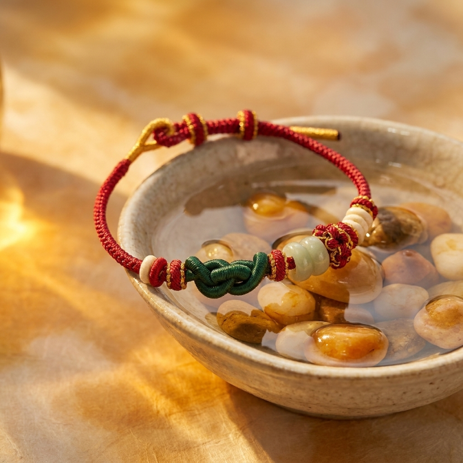Jade Red String Lucky Knot Bracelet