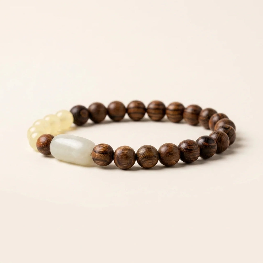 Jade Sandalwood Lotus Mala Bracelet