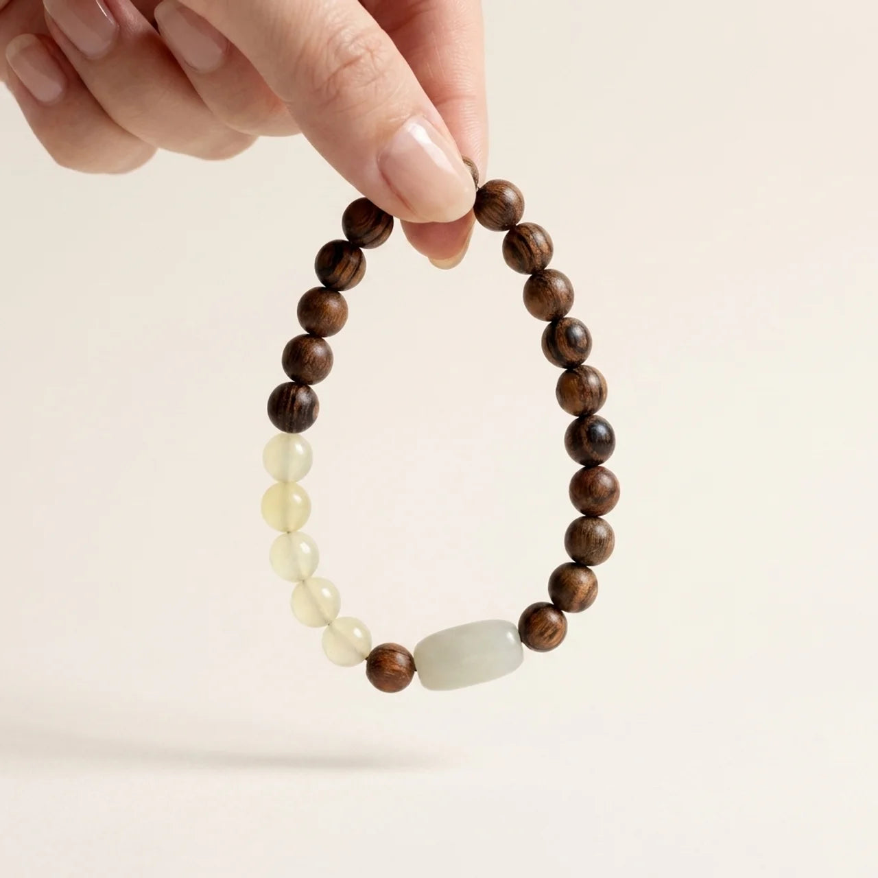 Jade Sandalwood Lotus Mala Bracelet