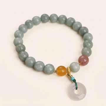 Jade Strawberry Quartz Peace Buckle Bracelet
