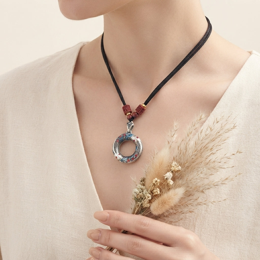 Koi Fish Peace Buckle Pendant Necklace