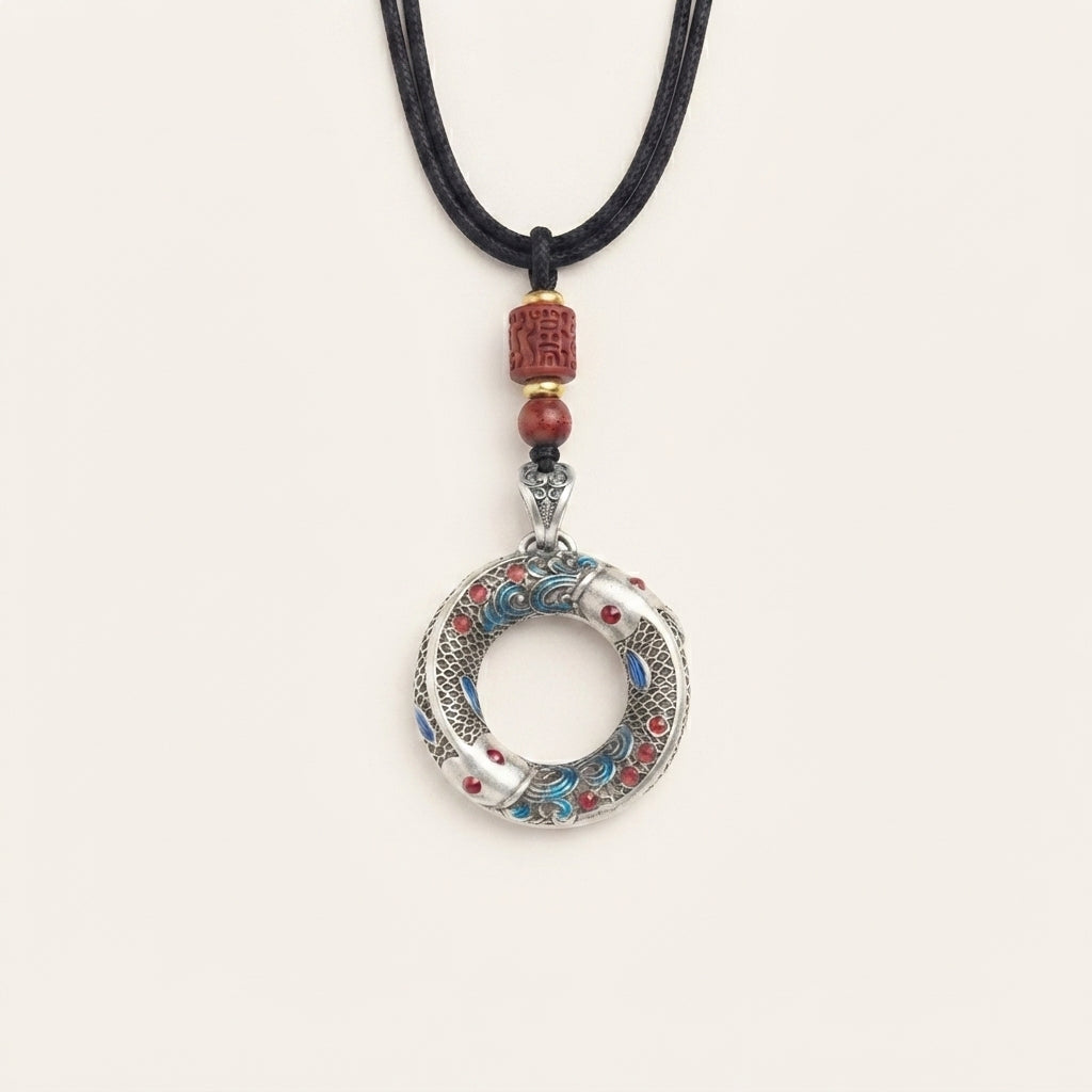 Koi Fish Peace Buckle Pendant Necklace
