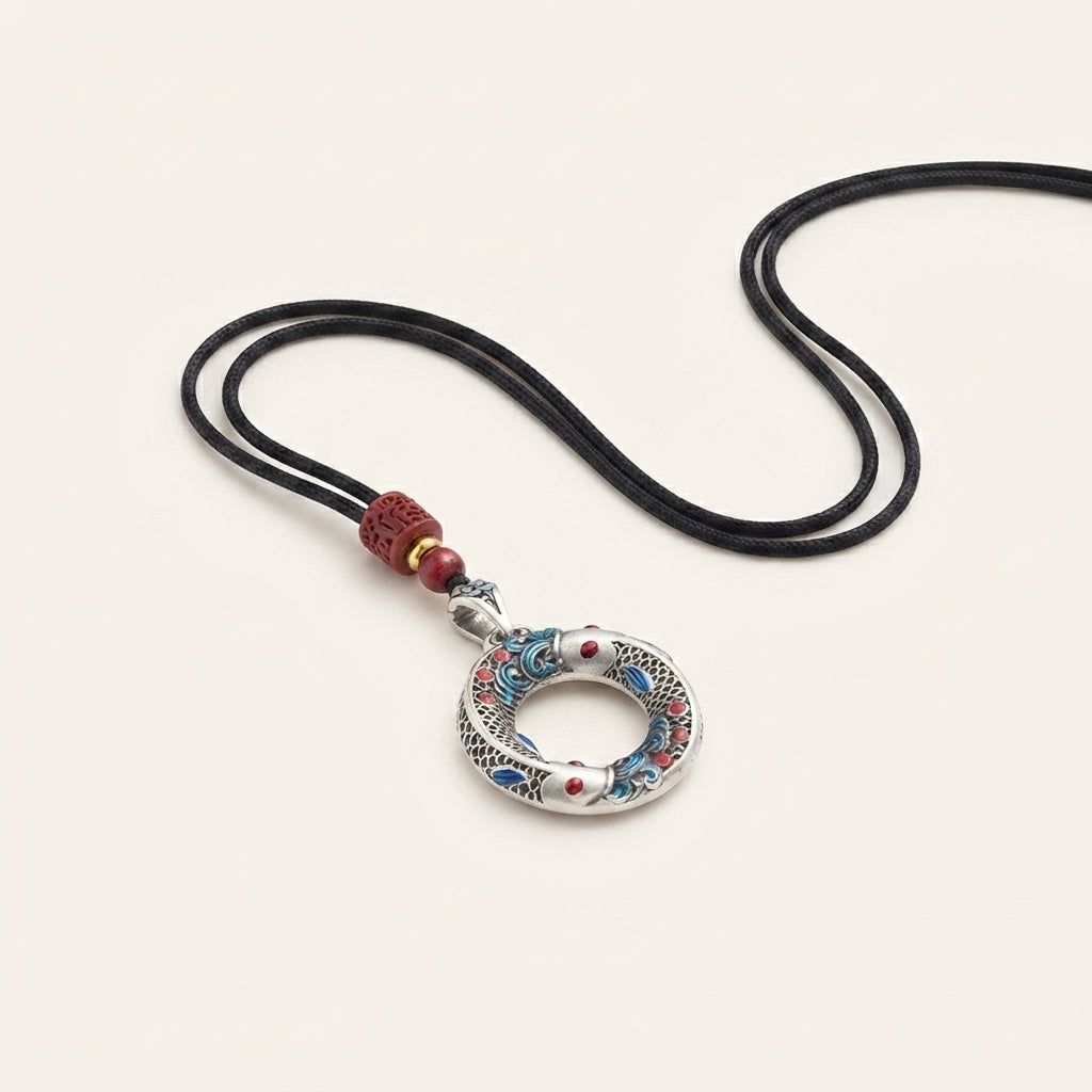 Koi Fish Peace Buckle Pendant Necklace