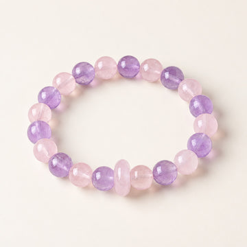 Bracelet en améthyste lavande et quartz rose