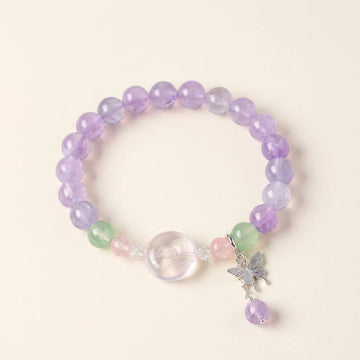 Lavendel-Amethyst Rosenquarz Donut Armband
