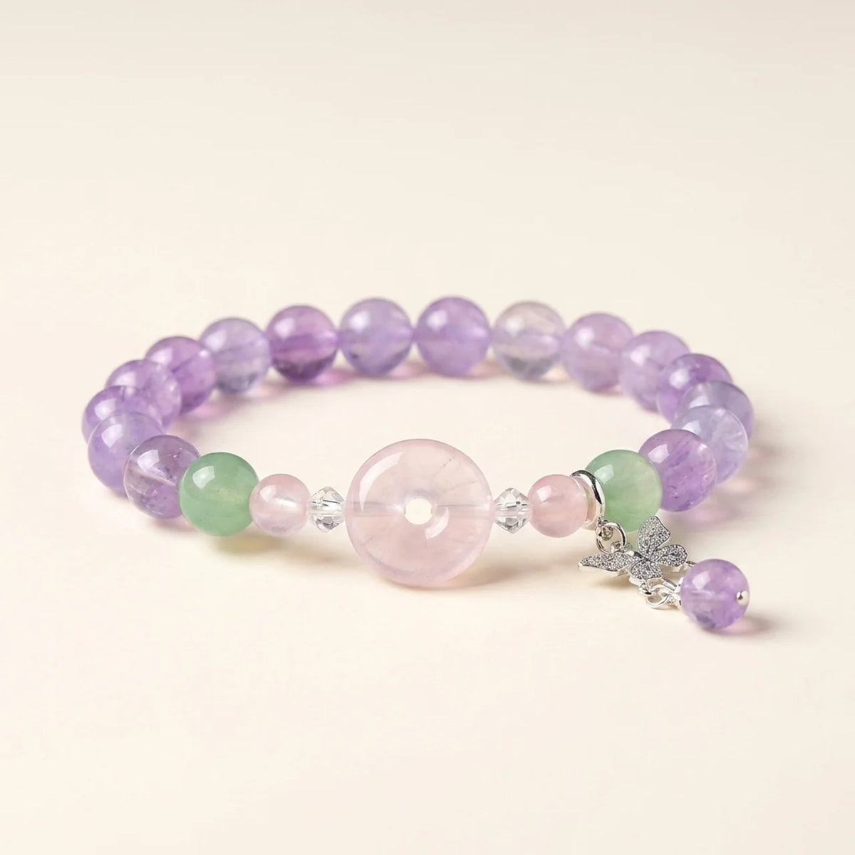 Lavendel-Amethyst Rosenquarz Donut Armband