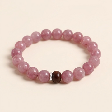 Lavender Rose Quartz & Sandalwood Bracelet