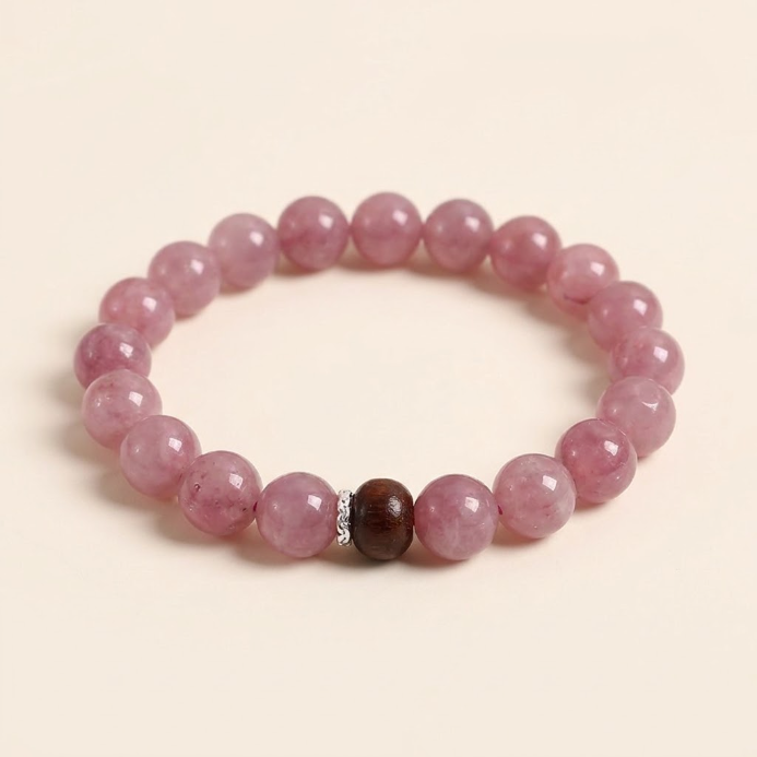 Lavender Rose Quartz & Sandalwood Bracelet