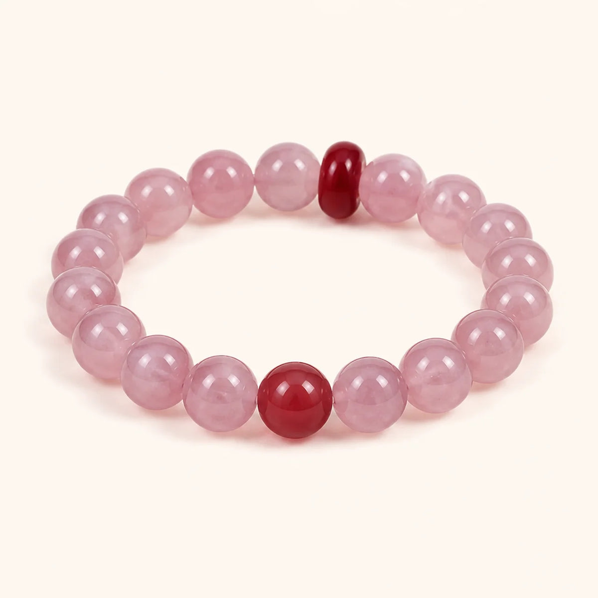 Bracelet en quartz rose lavande et agate rouge
