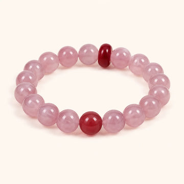 Bracelet en quartz rose lavande et agate rouge