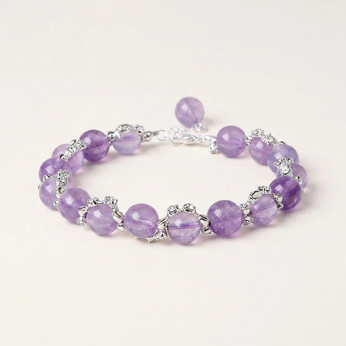 Lavender Amethyst Crystal Beaded Bracelet