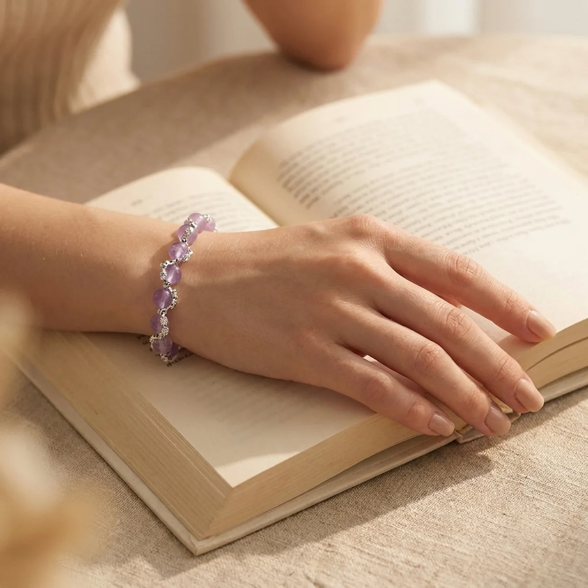 Lavender Amethyst Crystal Beaded Bracelet