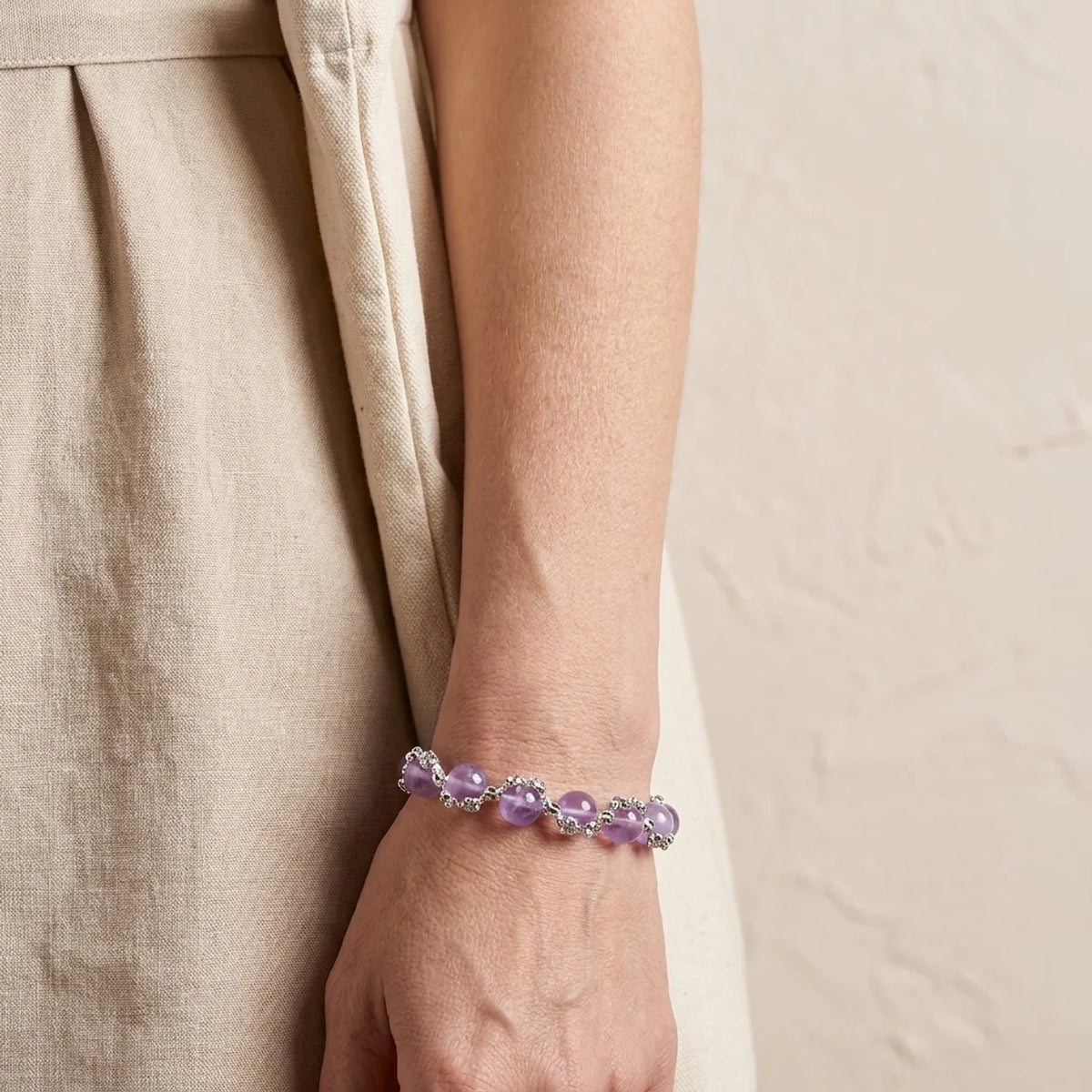 Lavender Amethyst Crystal Beaded Bracelet