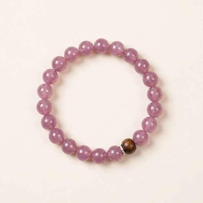 Lavender Rose Quartz & Sandalwood Bracelet