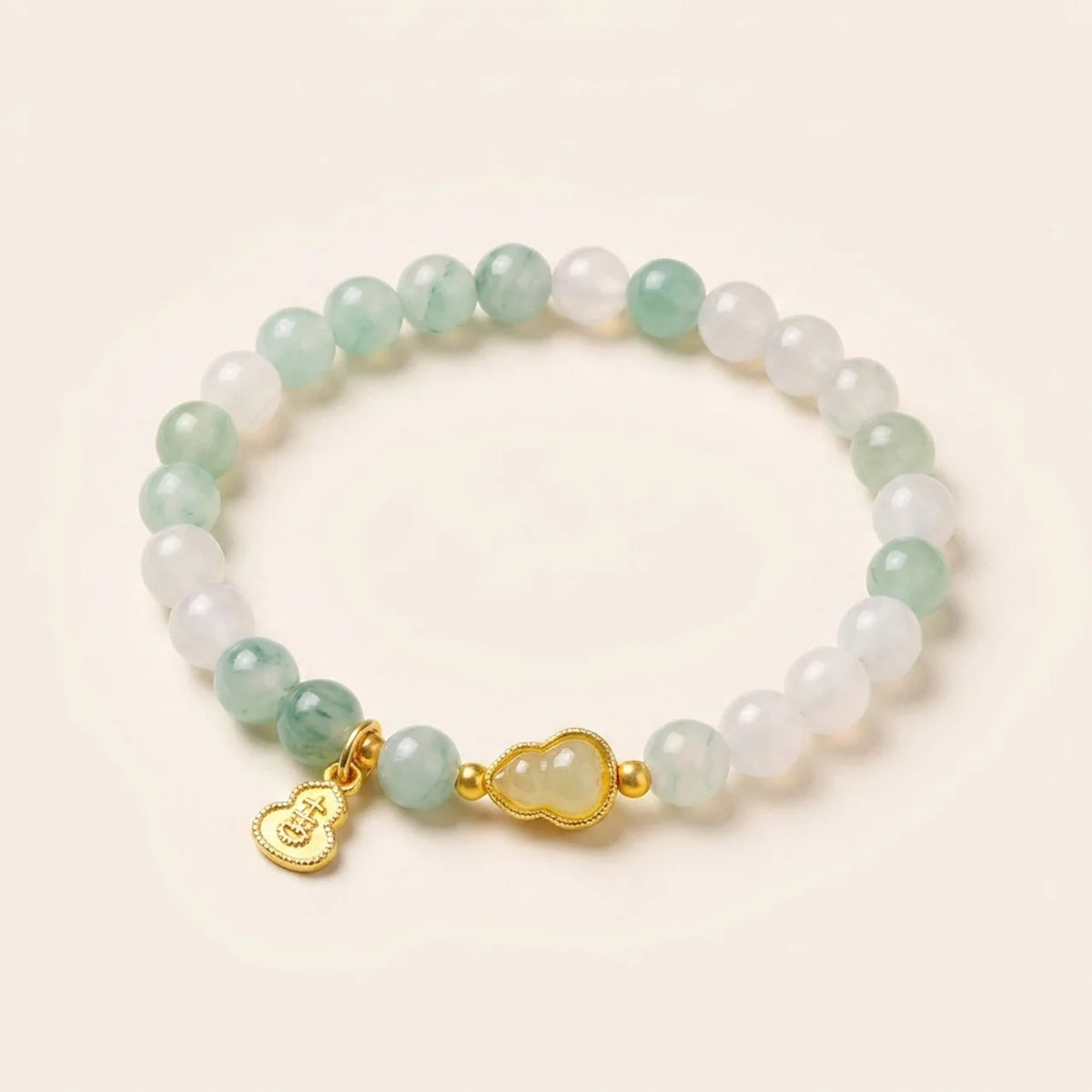 Light Green Jade Gourd Charm Bracelet