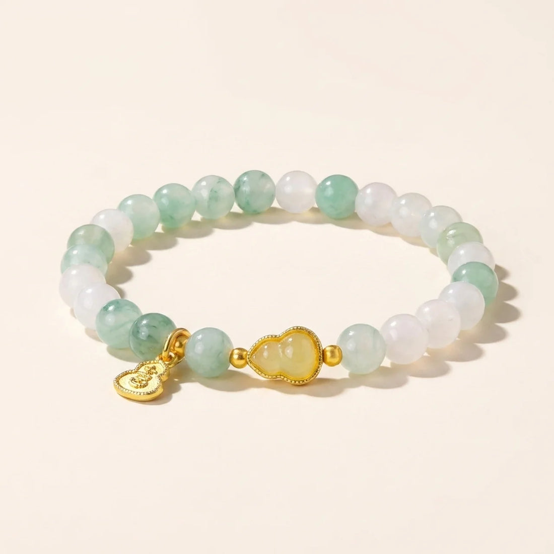 Light Green Jade Gourd Charm Bracelet