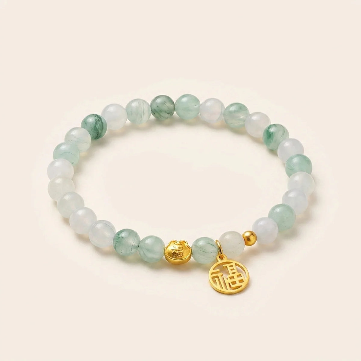Light Green Jade Gourd Charm Bracelet