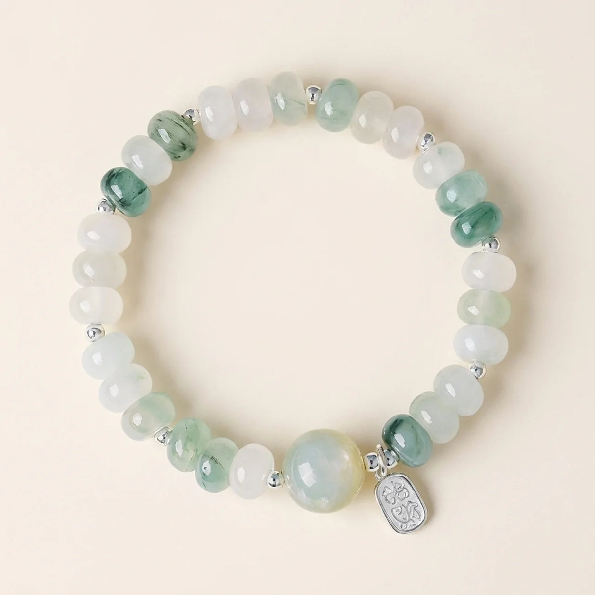 Light Green Jade Gourd Charm Bracelet