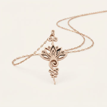 Titanium Lotus Flower Pendant Necklace