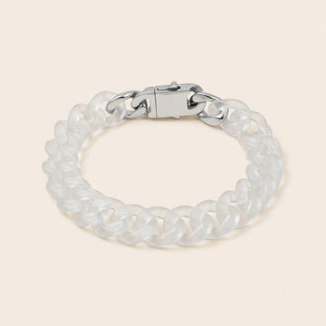 Madagascar White Agate Cuban Chain Bracelet